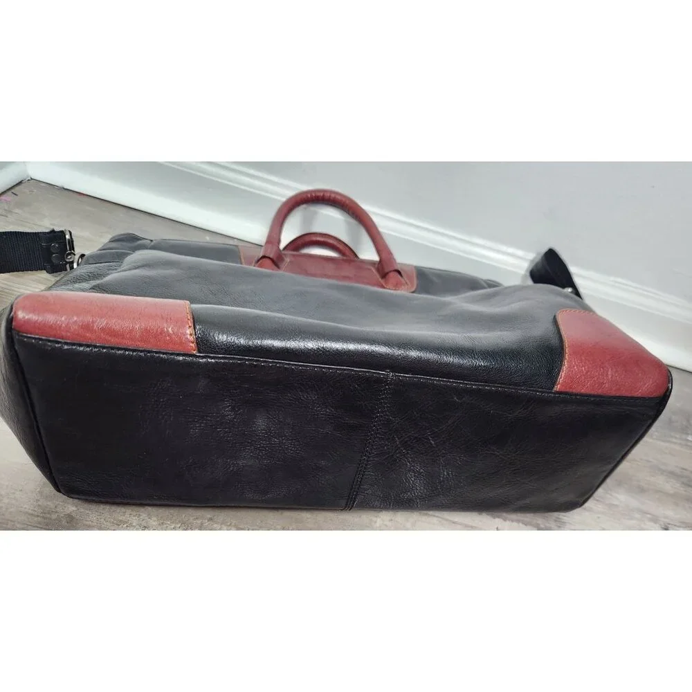 Samsonite By Heritage Industries Black W/Brown Trim Leather Travel Bag